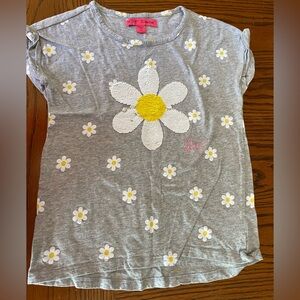 Betsey Johnson Gray Top with Floral sequin flip design